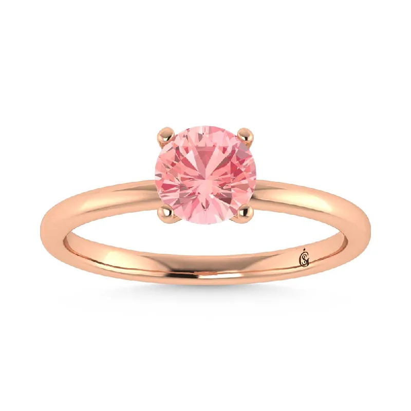 Women’s vintage diamond engagement rings-IGI Certified 14K Rose Gold Lab Grown Pink Diamond 1 Ct.Tw. Solitaire Ring