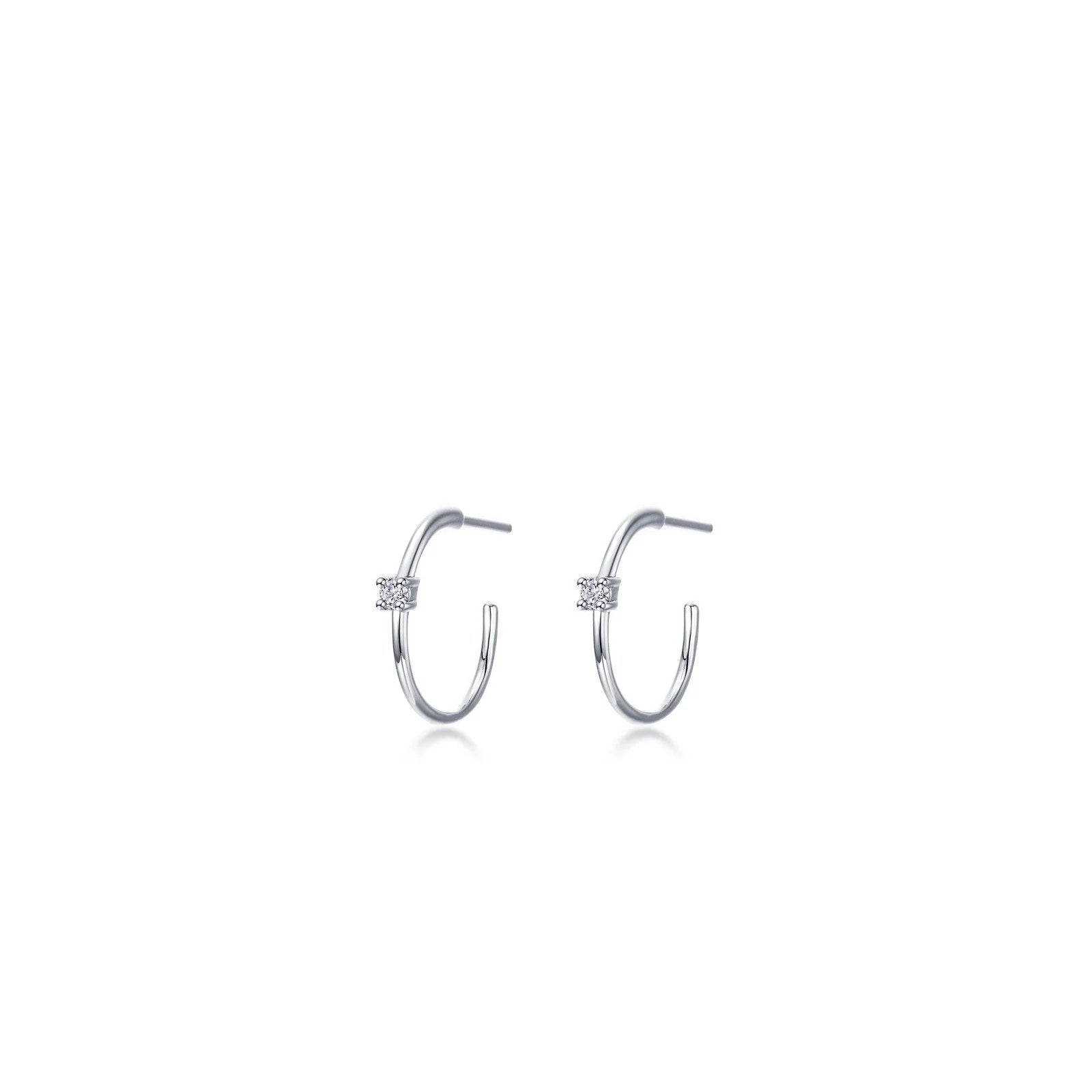 Women’s fashion hoop earrings-Lafonn Simulated Diamond 15mm High Polished Hoop Earrings E0628CLP00