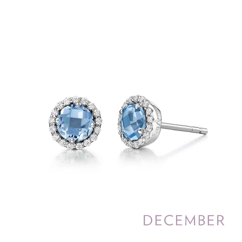 Women’s gemstone earrings-Lafonn Simulated Diamond & Genuine Blue Topaz Birthstone Earrings - December BE001BTP