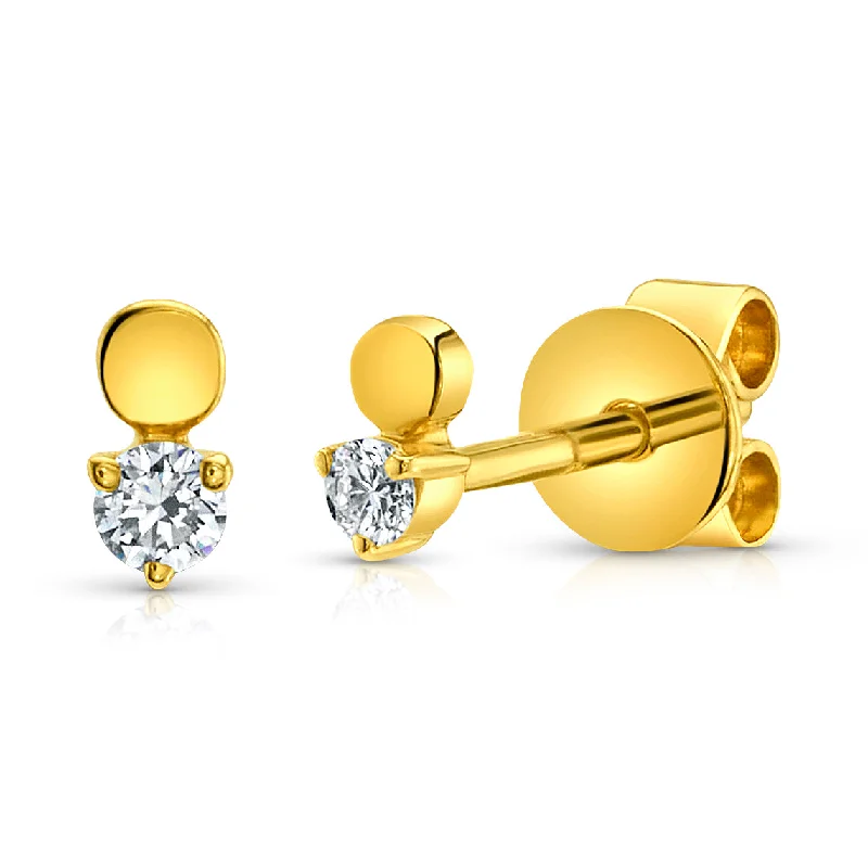 Women’s simple engagement rings-DIAMOND AND GOLD DISC STUDS, 14kt GOLD