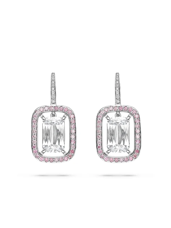 Women’s floral earrings-Vintage Ashoka Pink and White Diamond Earrings