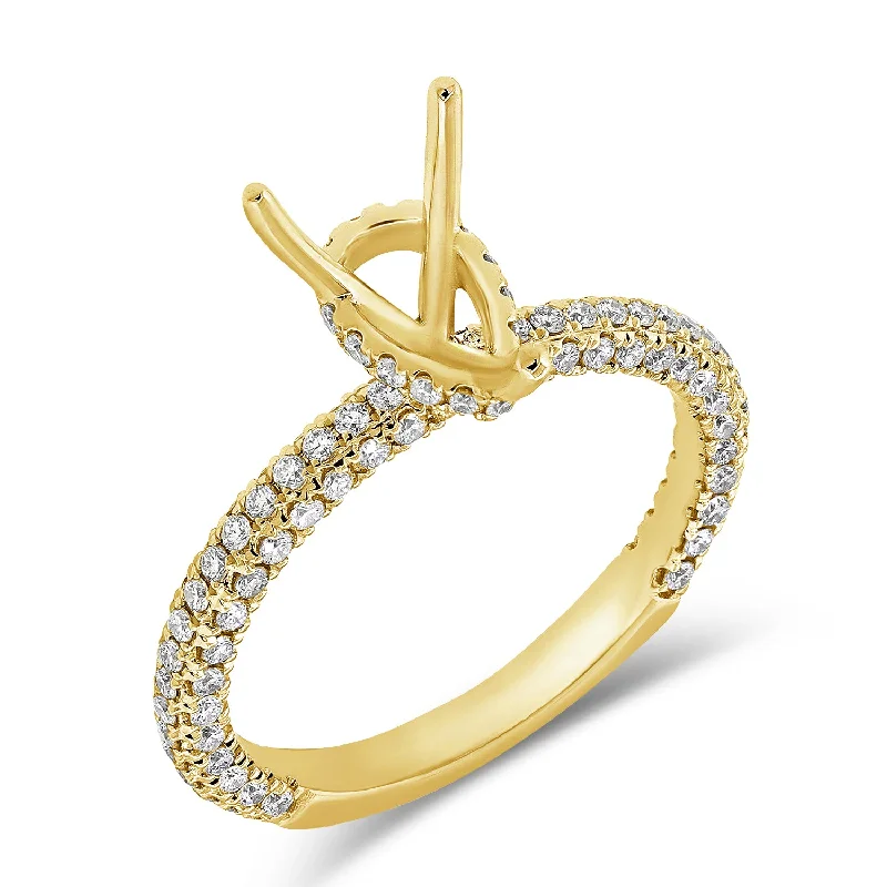 Women’s gold engagement rings-14K Yellow Gold Diamond Pear Hidden Under Halo Mounting