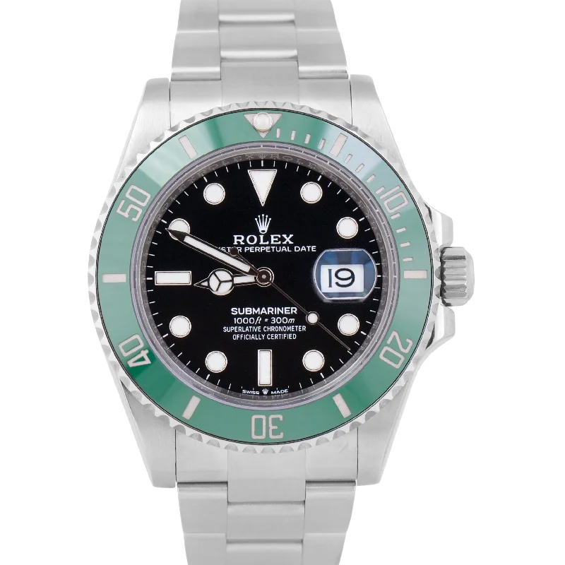 Unisex blue dial watches-MINT 2023 Rolex Submariner Date GREEN KERMIT Ceramic Stainless 41mm 126610 LV