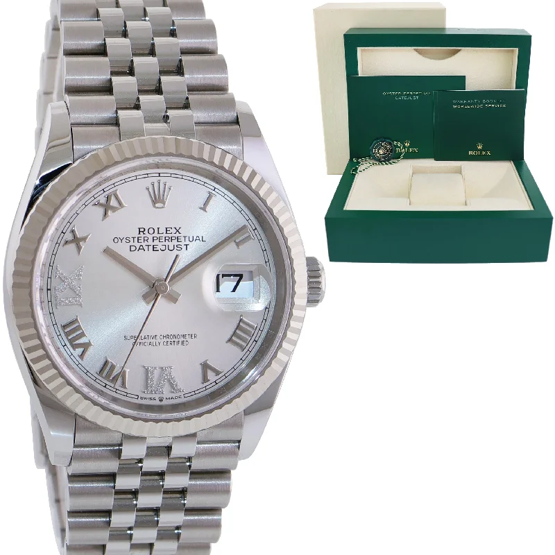 Unisex designer watches-2023 NEW Rolex DateJust Silver Diamond Roman 126234 Steel Jubilee Watch Box