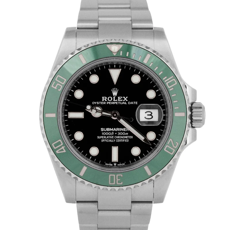 Unisex sleek watches-MINT PAPERS Rolex Submariner 41mm Date GREEN KERMIT Steel Watch 126610 LV BOX