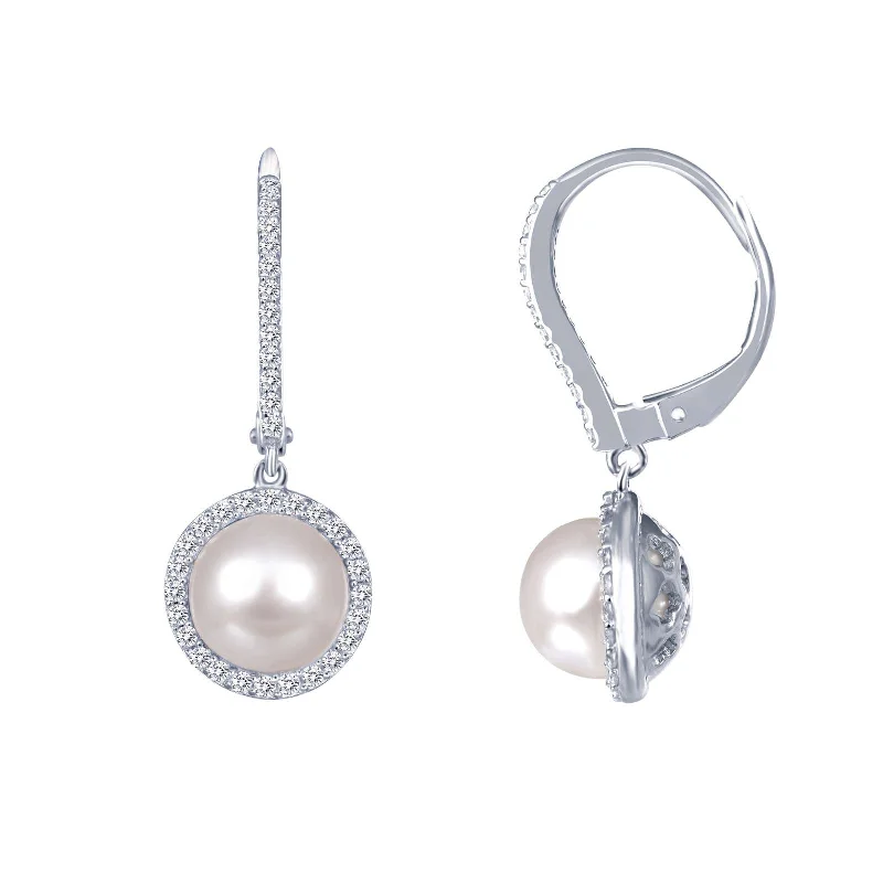 Women’s fashion earrings-Lafonn Simulated Diamond & Cultured Freshwater Pearl Earrings E0190CLP