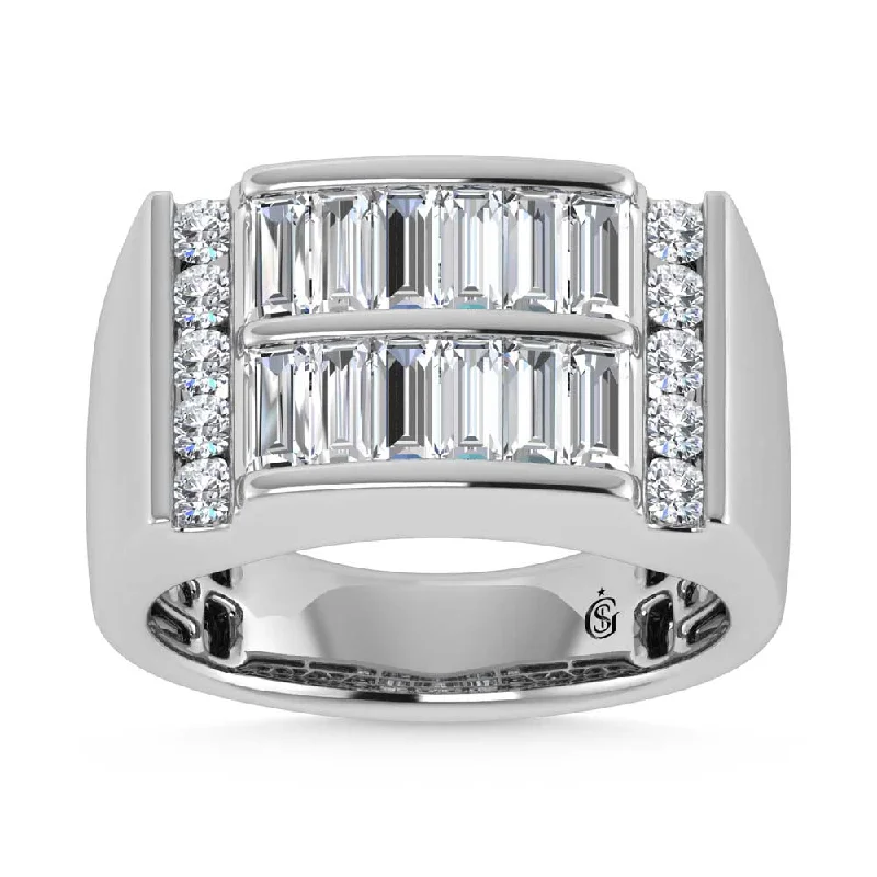 Women’s floral engagement rings-14K White Gold  1 5/8 Ct.Tw. Lab Grown Diamond Mens Ring