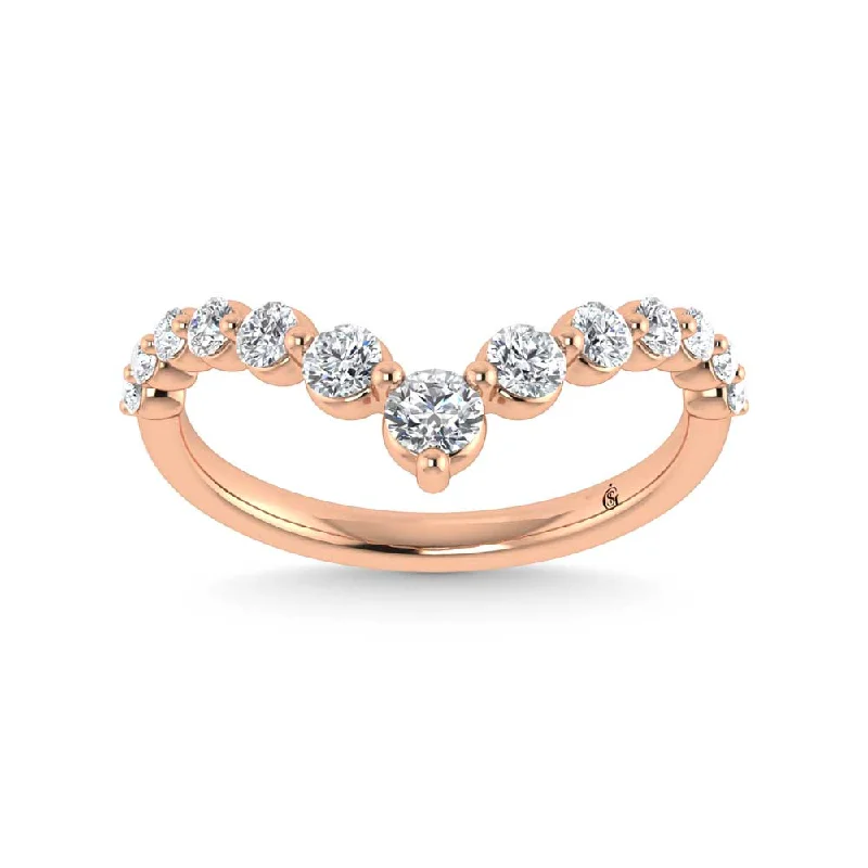 Women’s channel-set engagement rings-14K Rose Gold Lab Grown Diamond 1/2 Ct.Tw. Chevron Band