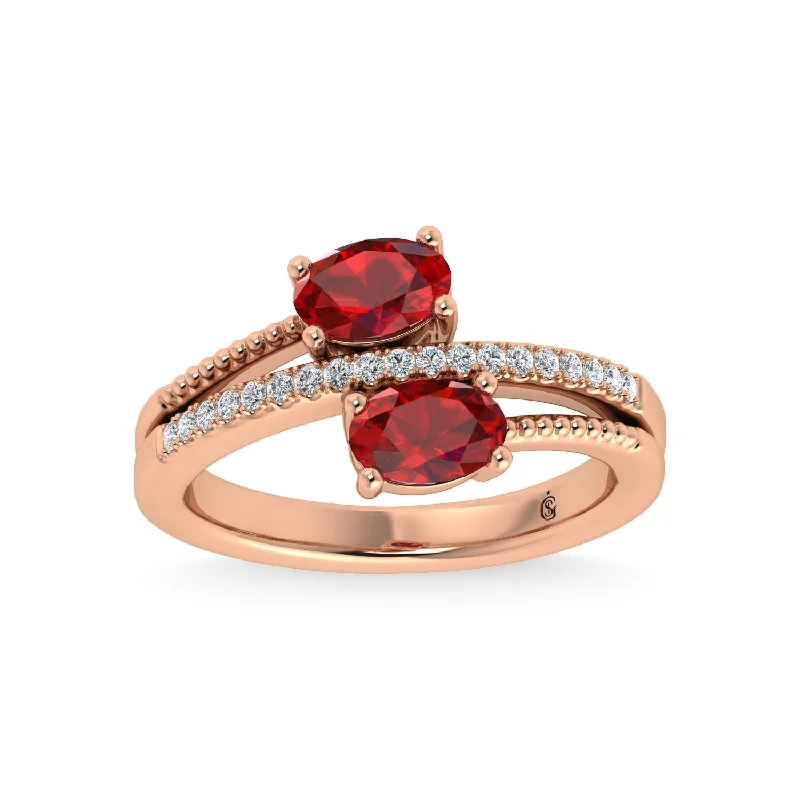 Women’s affordable diamond engagement rings-14K Rose Gold Diamond and Ruby 1 1/3 Ct.Tw. Stackable Band