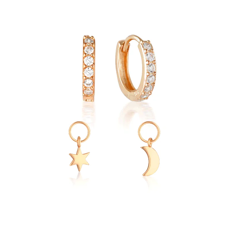 Women’s retro hoop earrings-Build Your Earring Set Jet Rose Gold