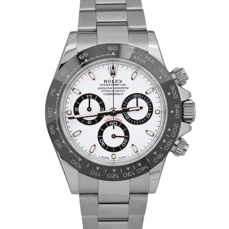 Unisex scratch-resistant watches-MINT 2023 Rolex Daytona 116500 LN Ceramic PANDA White Stainless Steel 40mm BOX