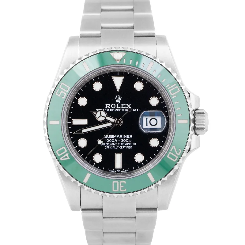 Unisex fitness watch with GPS-MINT Rolex Submariner Date GREEN KERMIT Stainless Ceramic 41mm 126610 LV BOX