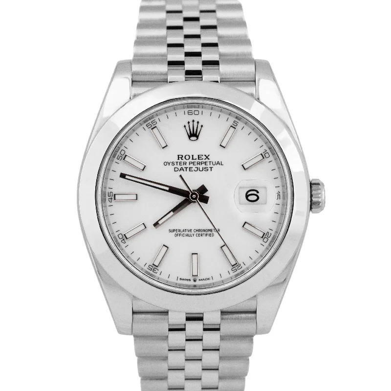 Unisex sports activity watches-2023 NEW PAPERS Rolex DateJust 41 White Stainless Steel 41mm JUBILEE 126300 BOX