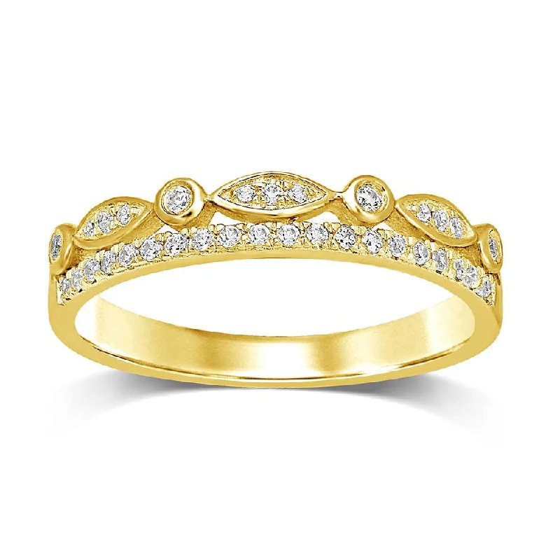 Women’s radiant-cut solitaire engagement rings-10k Yellow Gold 1/6 Ct.Tw.Diamond Stackable Band