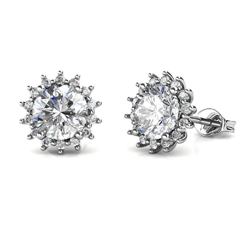 Women’s vintage drop earrings-Moissanite by Cate & Chloe Starla Sterling Silver Stud Earrings with Moissanite Crystals