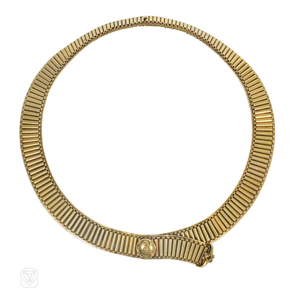 Women’s trendy necklaces-Antique gold stylized belt necklace