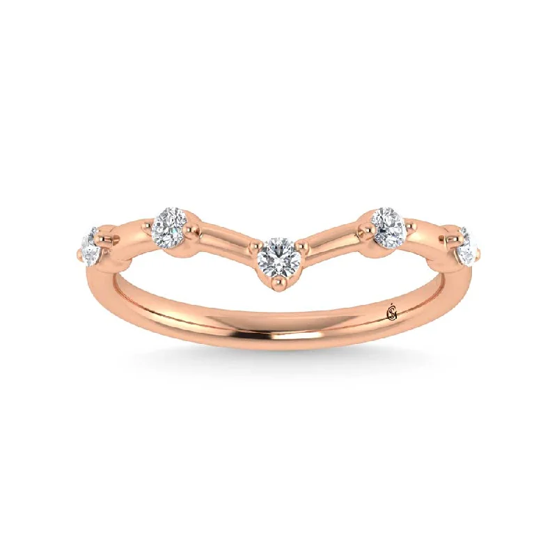 Women’s antique engagement rings-14K Rose Gold Lab Grown Diamond 1/6 Ct.Tw. Chevron Band