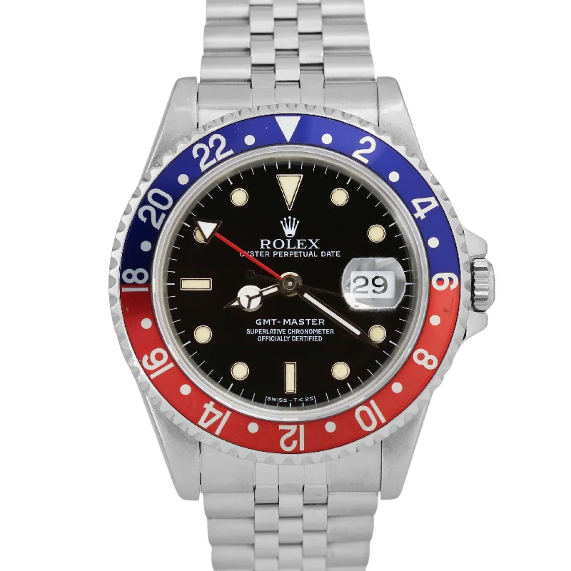 Unisex stylish digital watches-Rolex GMT-Master PEPSI Blue Red Stainless Steel Black 40mm 16700 JUBILEE Watch