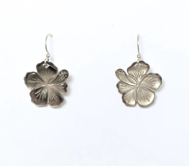 Women’s floral earrings-Carved Hibiscus Earrings