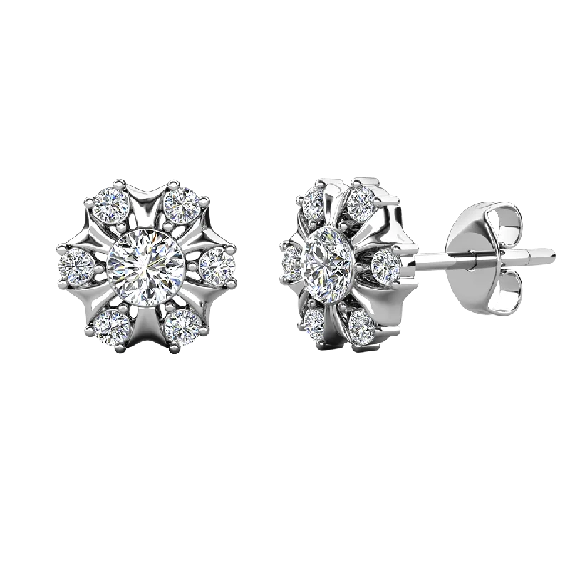 Women’s huggie earrings-Millie 18k White Gold Plated Stud Earrings with Simulated Diamond Crystals