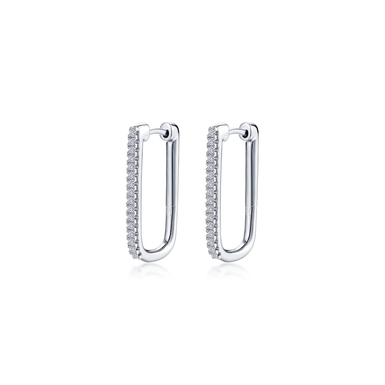 Women’s luxury diamond earrings-Lafonn Simulated Diamond Rectangle Hoop Earrings E0632CLP00