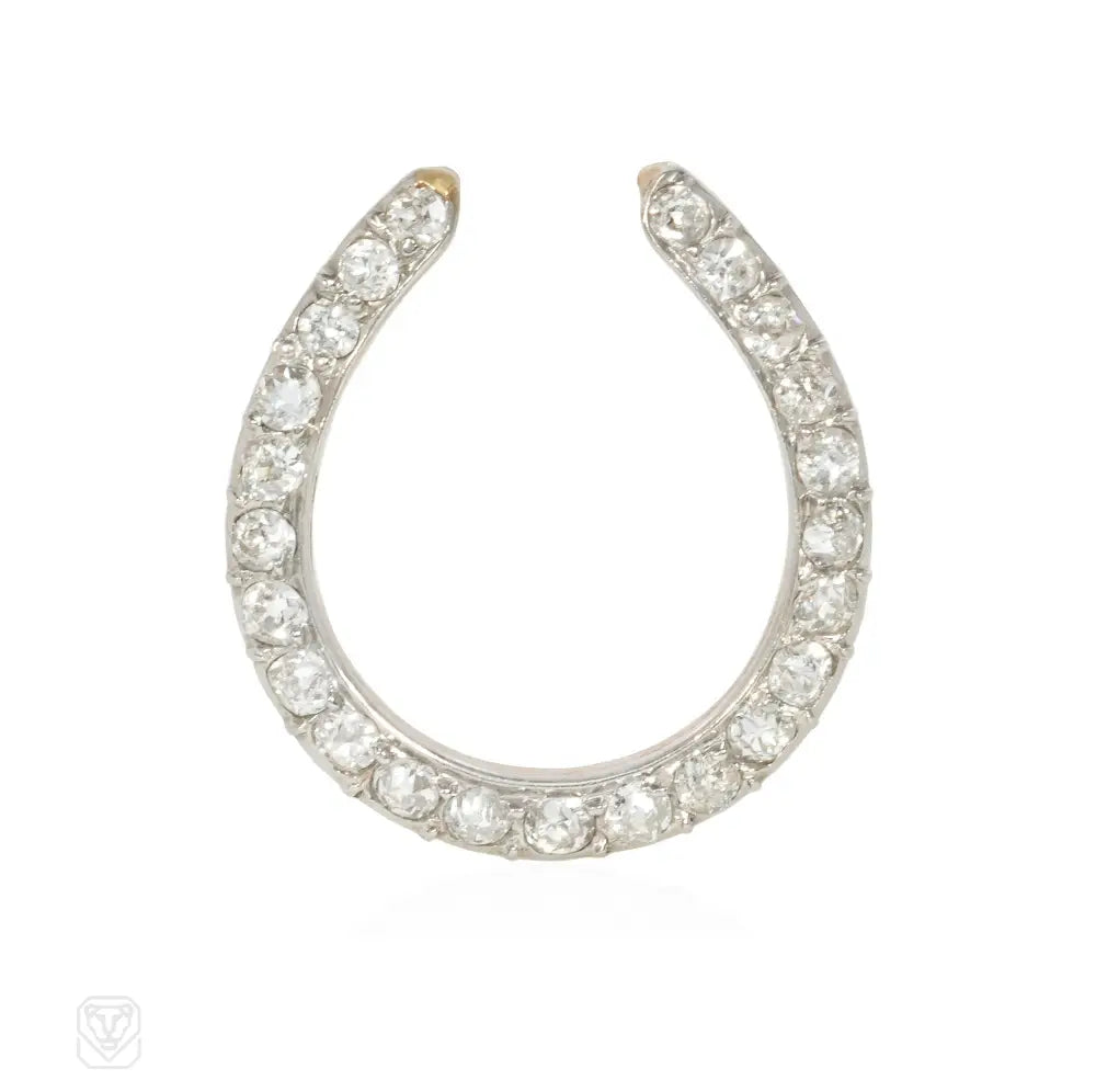 Women’s pearl and diamond necklaces-Antique diamond horseshoe pendant