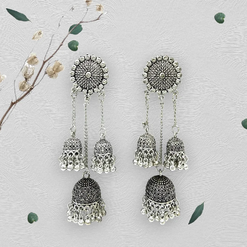 Women’s radiant diamond earrings-Circular Triple hanging Zumkha Dangler Earring