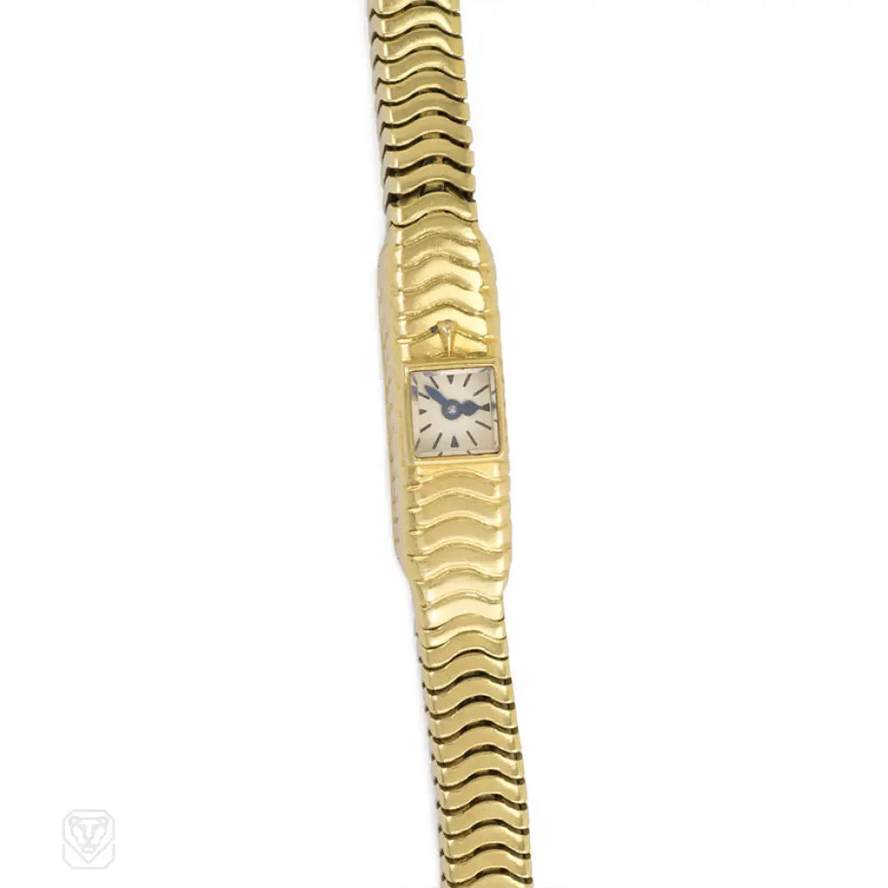 Women’s diamond necklaces-Retro gold box chain watch, Jaeger-LeCoultre