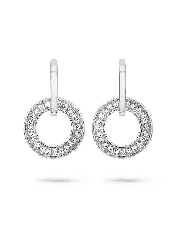 Women’s blue diamond earrings-Roulette Classic White Gold Diamond Earrings