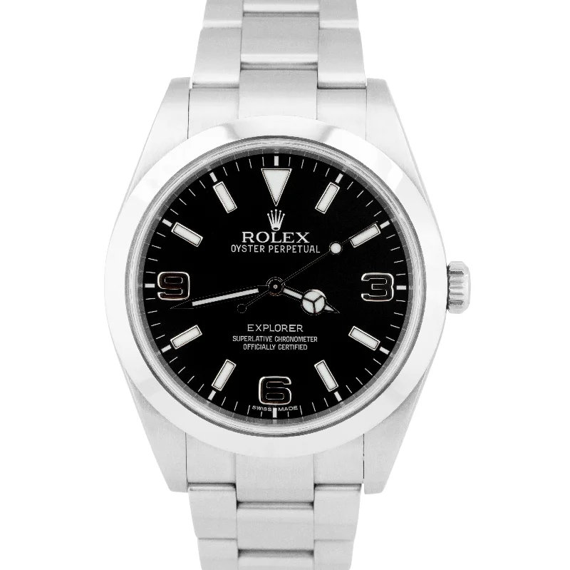 Unisex titanium watches-MINT Rolex Explorer I Black MK1 Stainless Steel 39mm Automatic Watch 214270