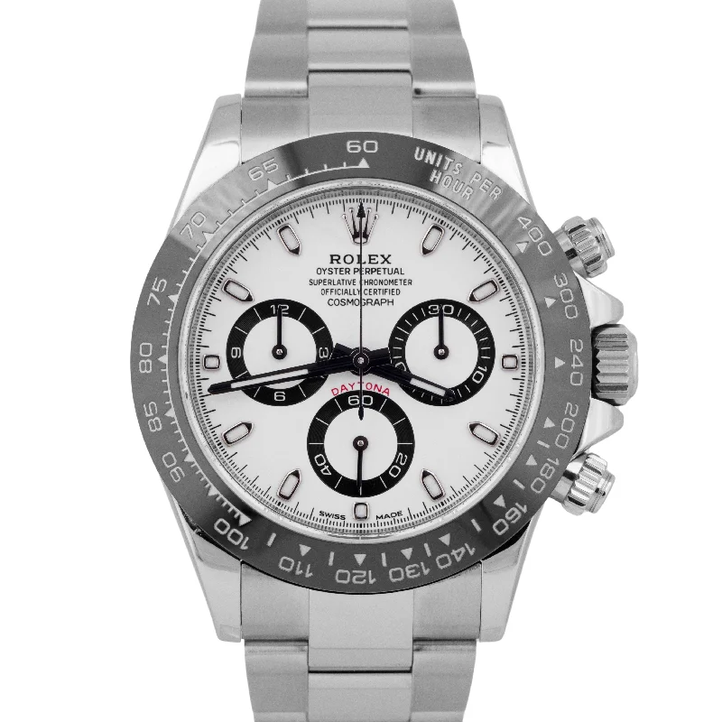 Unisex leather band smartwatches-MINT PAPERS Rolex Daytona Cosmograph 40mm Stainless PANDA Watch 116500 LN BOX