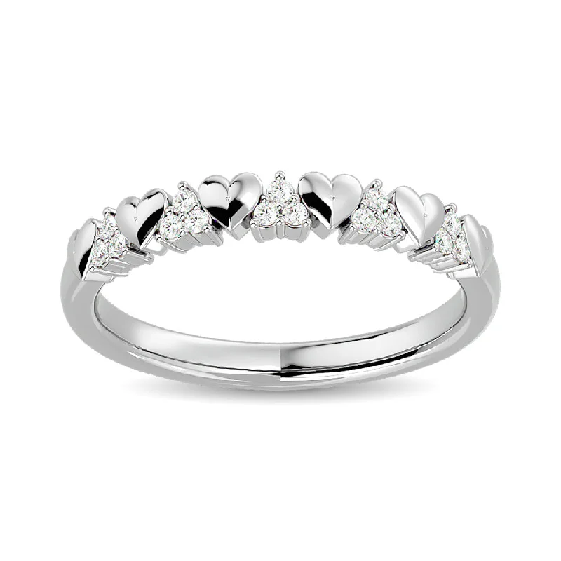 Women’s moissanite diamond engagement rings-Diamond 1/10 ct tw Heart Stackable Ring in 10K White Gold