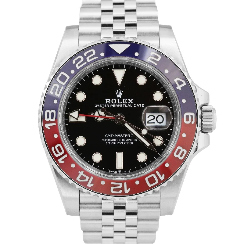 Unisex luxury smartwatches-MINT 2024 PAPERS Rolex GMT-Master II 126710 BLRO 40mm PEPSI Red Blue JUBILEE BOX