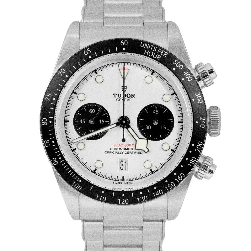 Unisex minimalist watches-MINT 2023 PAPERS Tudor Black Bay Chrono 41mm White Panda Steel Watch 79360N BOX