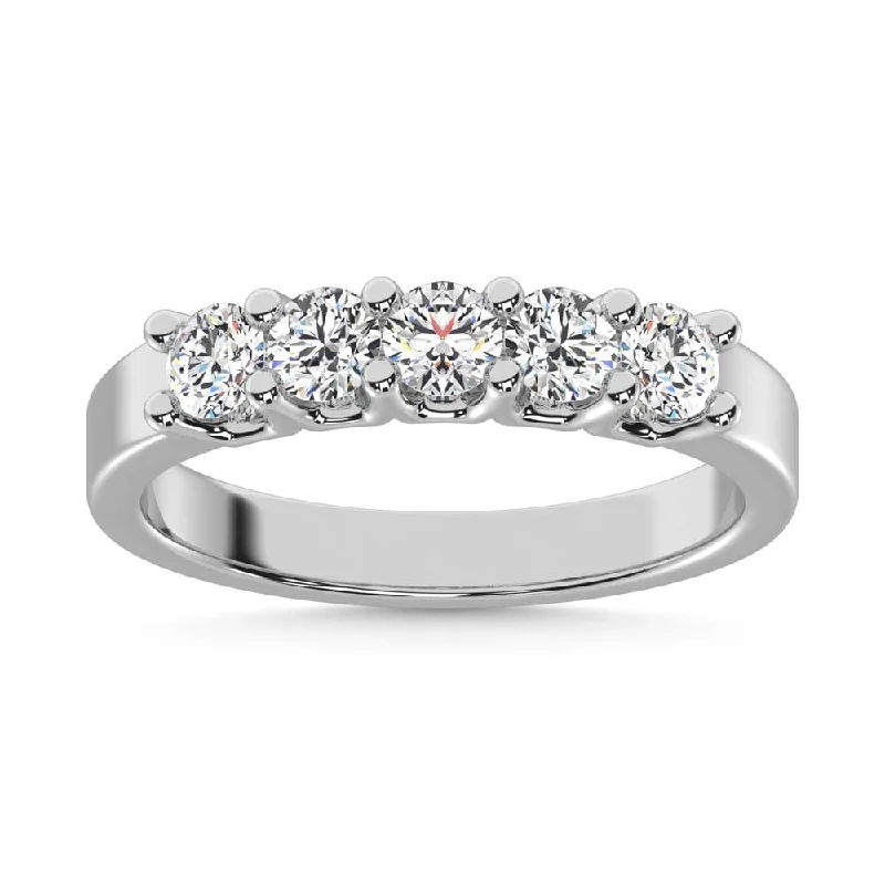 Women’s intricate engagement rings-14K White Gold Lab Grown Diamond 3/4 Ct.Tw. Half Way Band