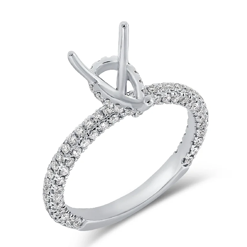 Women’s platinum engagement rings-14K White Gold Diamond Pear Hidden Under Halo Mounting