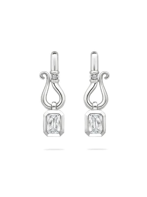 Women’s silver huggie earrings-Florentine Ashoka Platinum Diamond Earrings