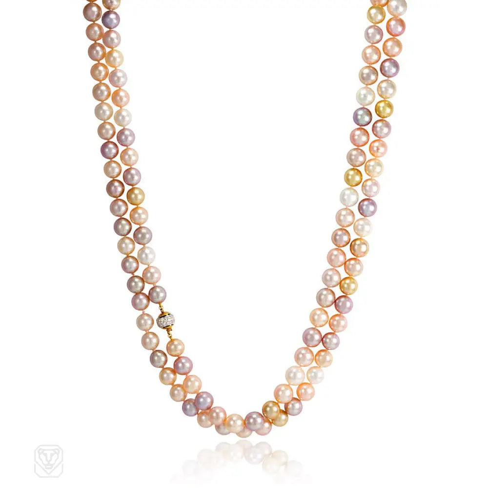 Women’s designer necklaces-Two-strand South Sea and freshwater pearl necklace