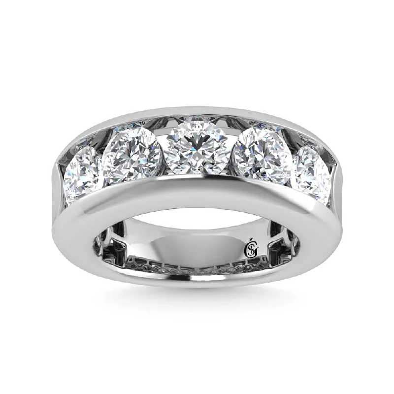 Women’s channel-set engagement rings-14K White Gold Lab Grown Diamond 5 Ct.Tw. Mens Fashion Ring