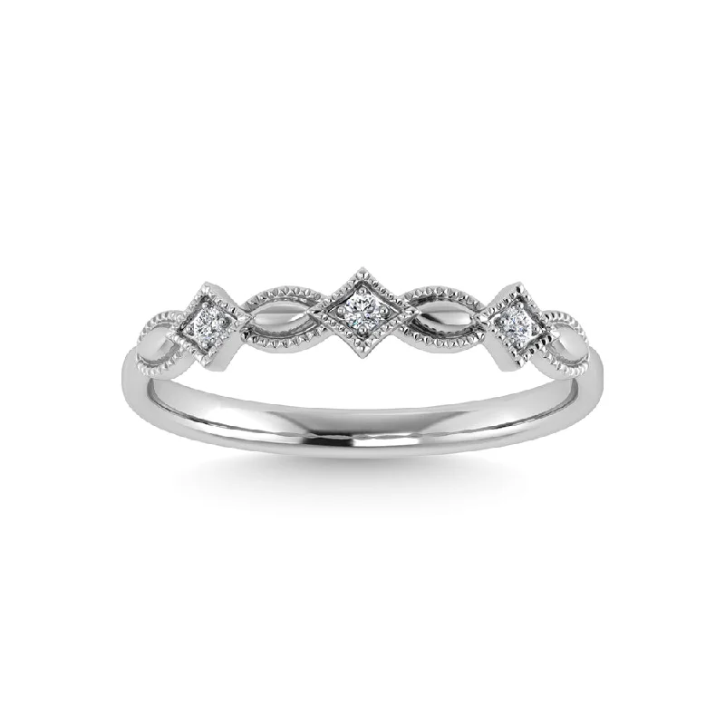 Women’s eco-friendly engagement rings-10K White Gold Diamond 1/50 Ct.Tw. Stackable Ring