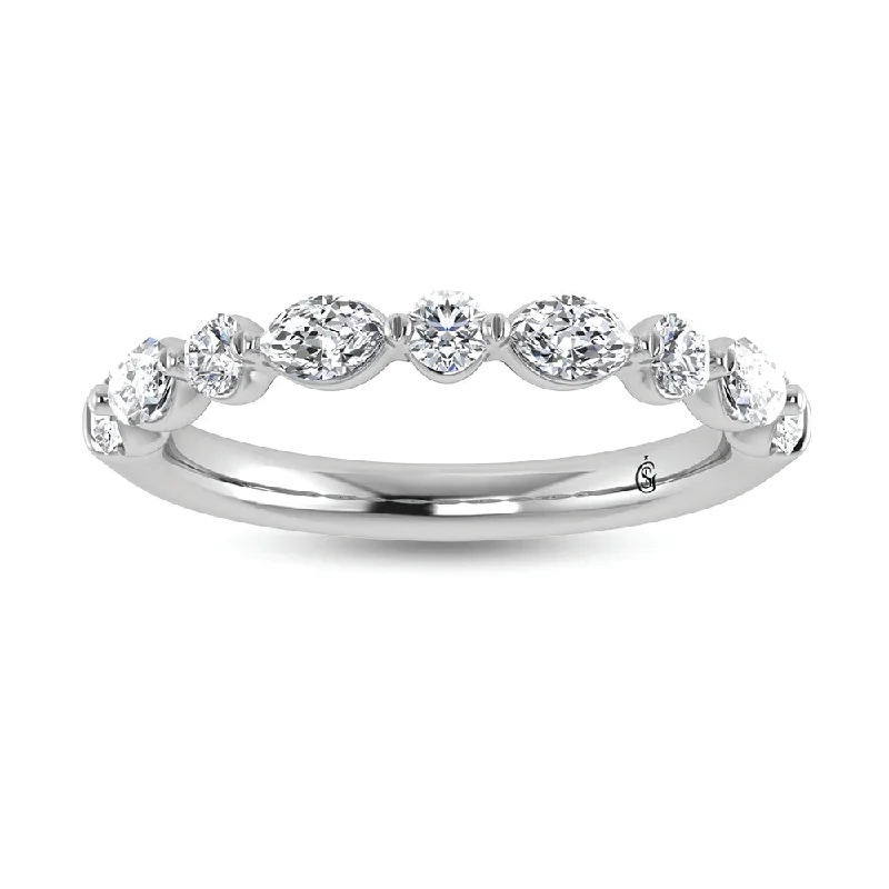 Women’s custom-made engagement rings-14K White Gold Lab Grown Diamond 1/2 Ct.Tw. Stackable Band