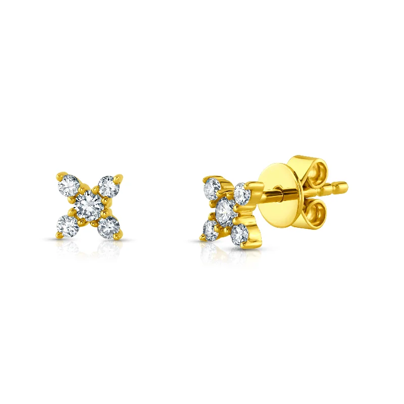 Women’s sustainable engagement rings-X DIAMOND STUDS, 14kt Gold