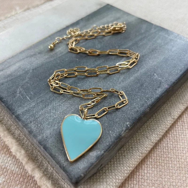 Women’s platinum necklaces-Carolina Blue Heart Necklace