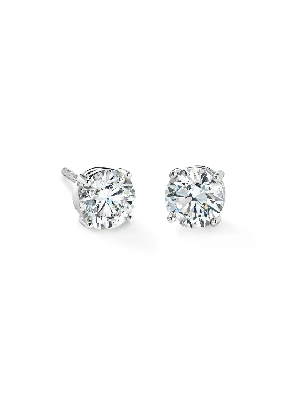 Women’s sparkling earrings-Classic Platinum Diamond Stud Earrings