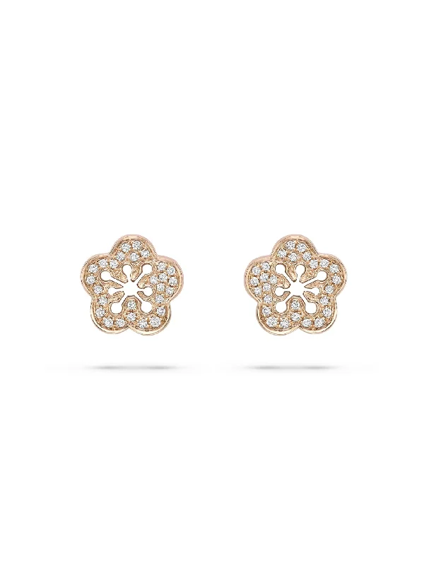 Women’s classic earrings-Blossom Rose Gold Diamond Stud Earrings