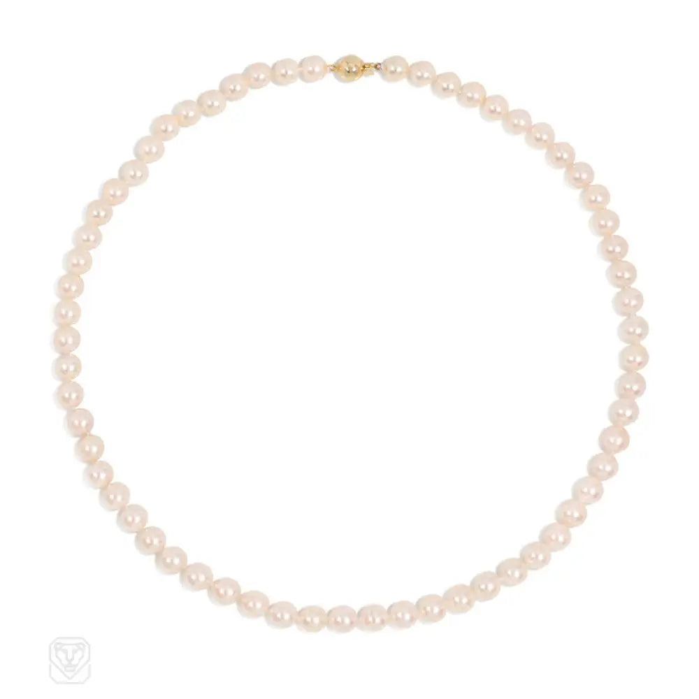 Women’s wedding necklaces-Creamy pink Akoya cultured pearl necklace