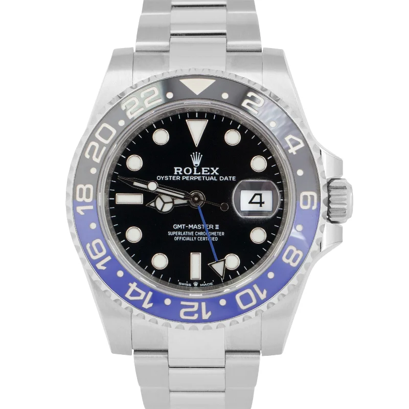 Unisex stainless steel strap watches-NEW PAPERS Rolex GMT-Master II BATMAN Oyster Blue Black 40mm 126710 BLNR BOX