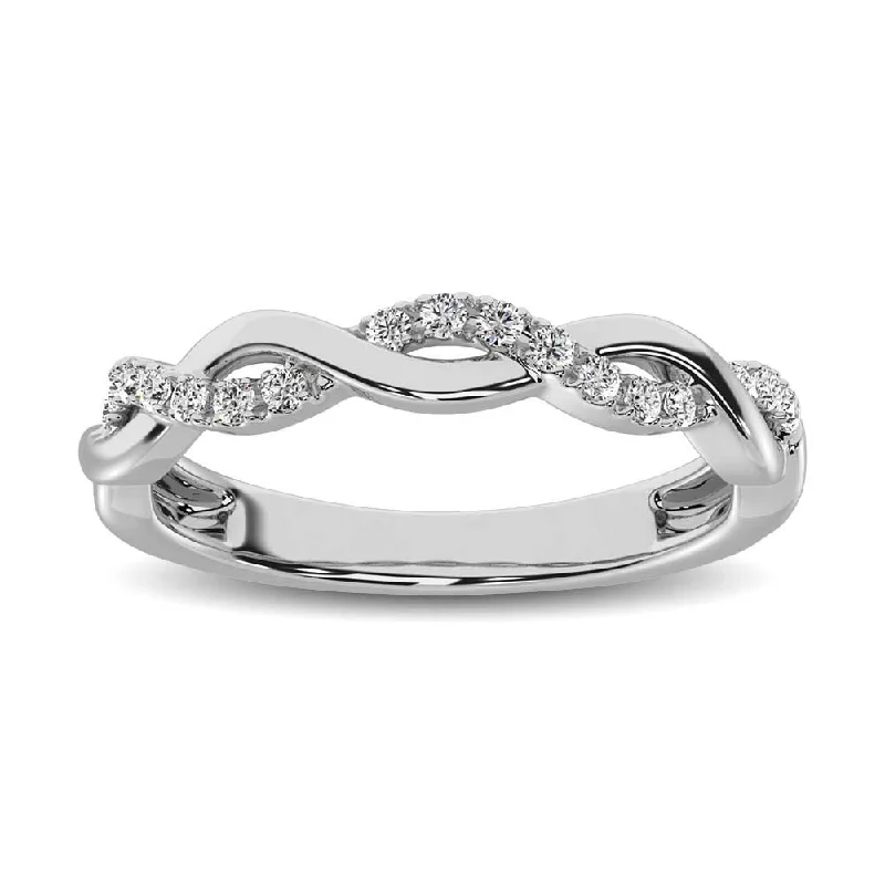 Women’s halo engagement rings-14K White Gold Lab Grown Diamond 1/20 Ct.Tw. Stackable Band