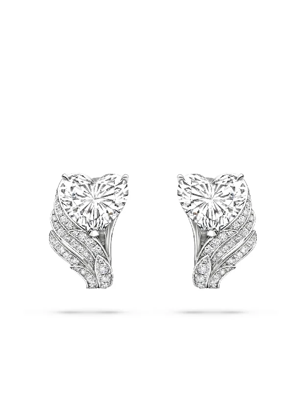 Women’s fashion earrings-A Family Journey Florence Heart Diamond Platinum Earrings