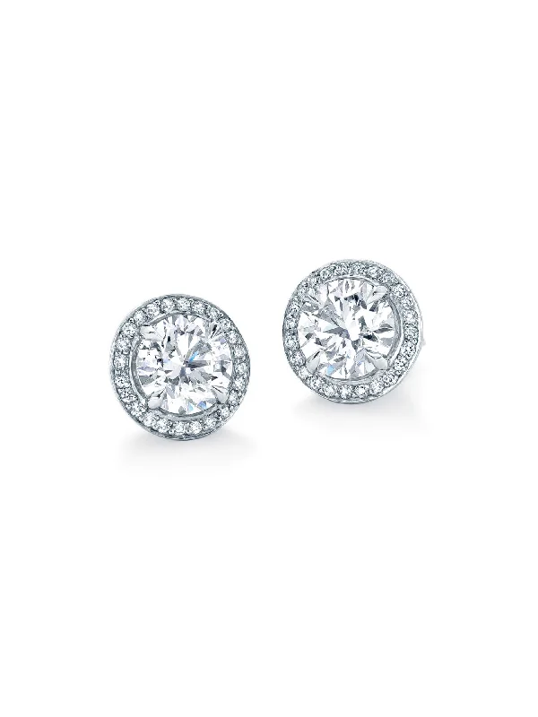 Women’s pearl earrings-Vintage Brilliant Diamond Platinum Earrings